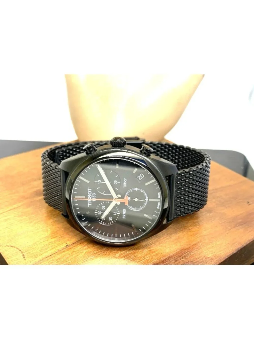 Tissot Mens Watch PR100 Swiss Quartz Chronograph Black Dial Steel T1014173305100